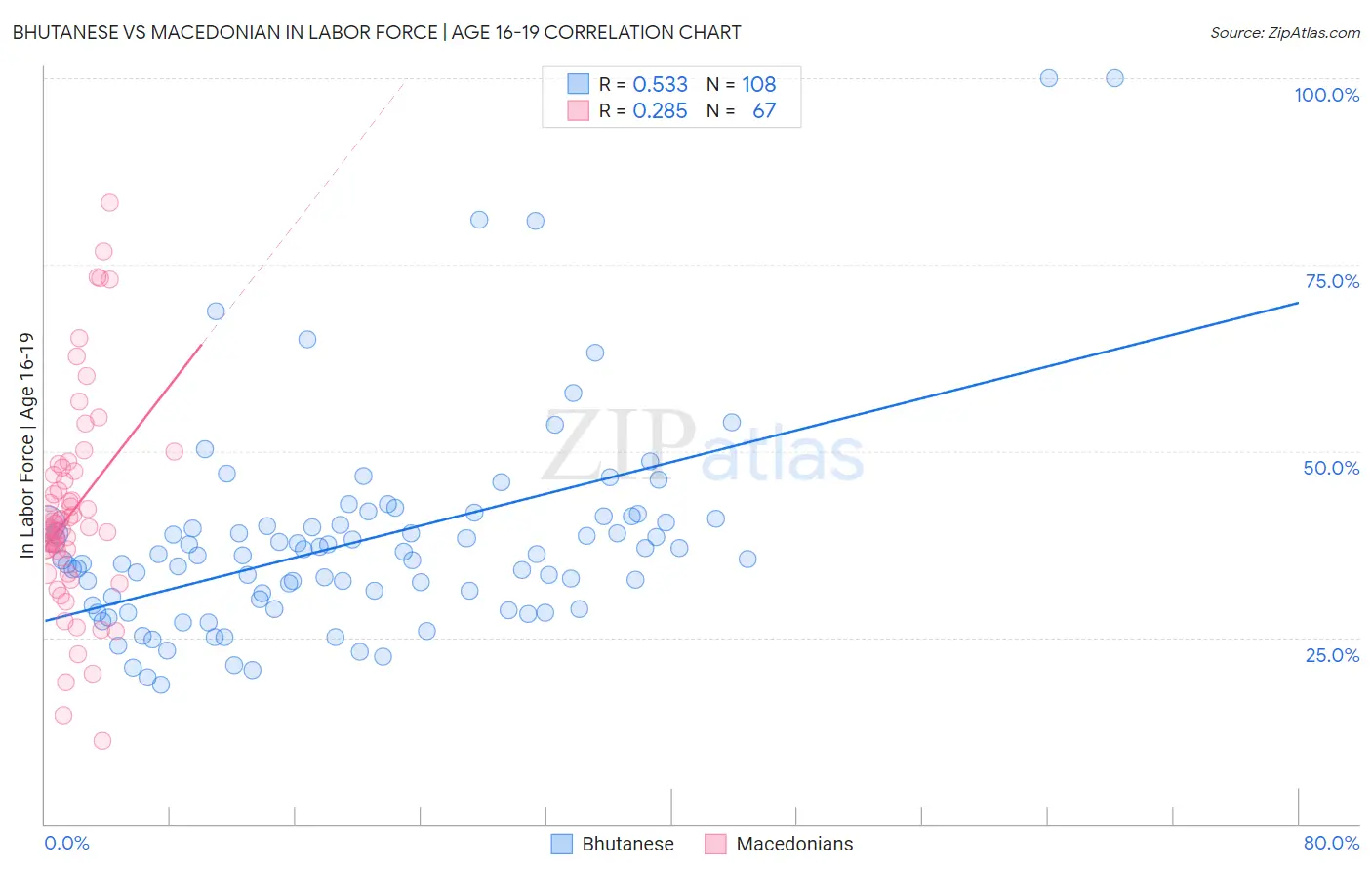 Bhutanese vs Macedonian In Labor Force | Age 16-19