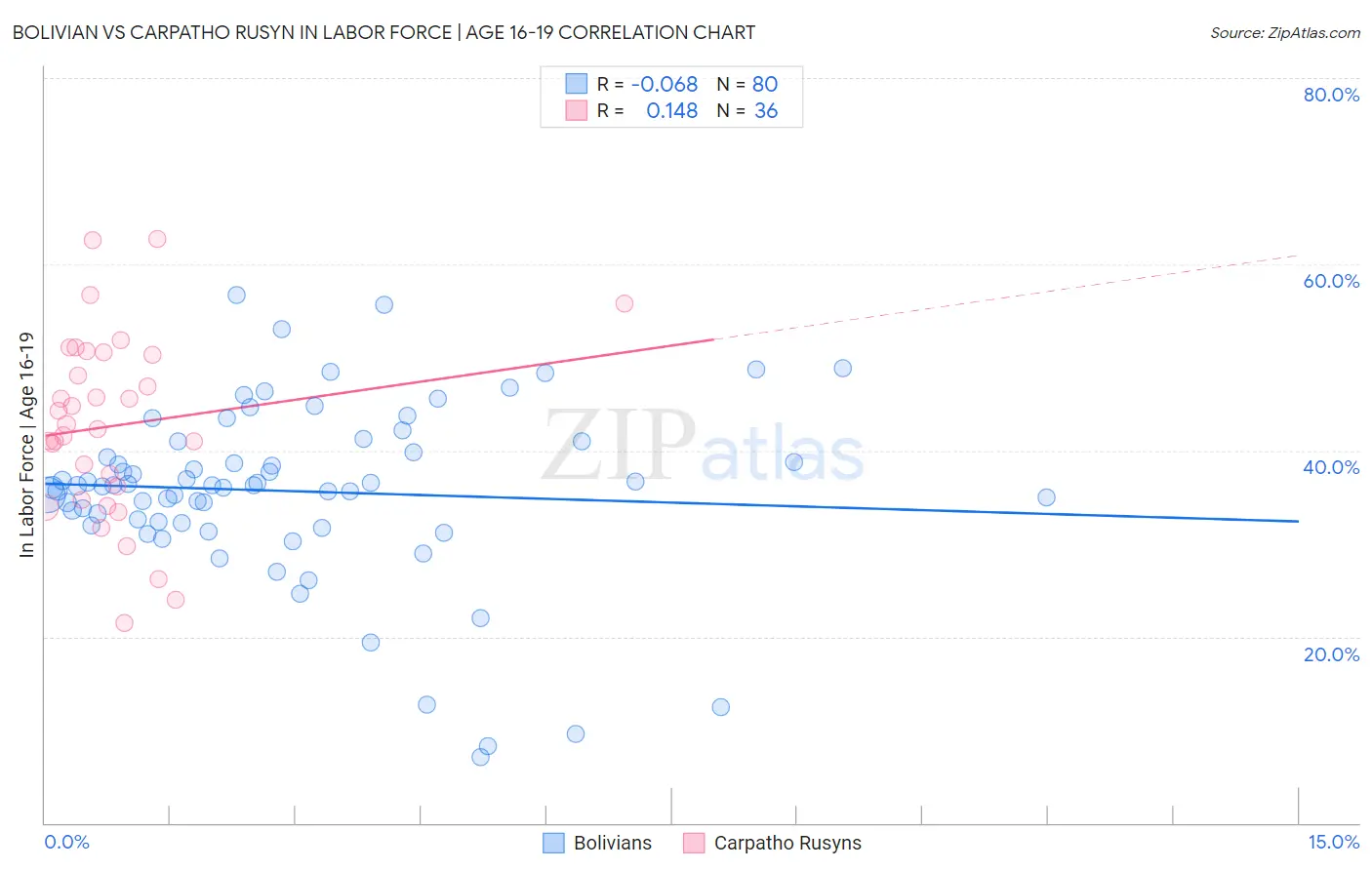 Bolivian vs Carpatho Rusyn In Labor Force | Age 16-19