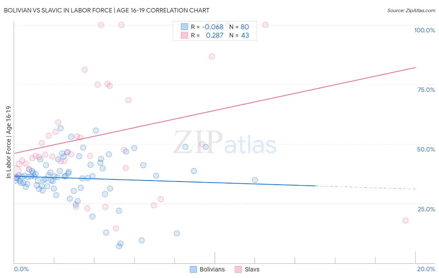 Bolivian vs Slavic In Labor Force | Age 16-19