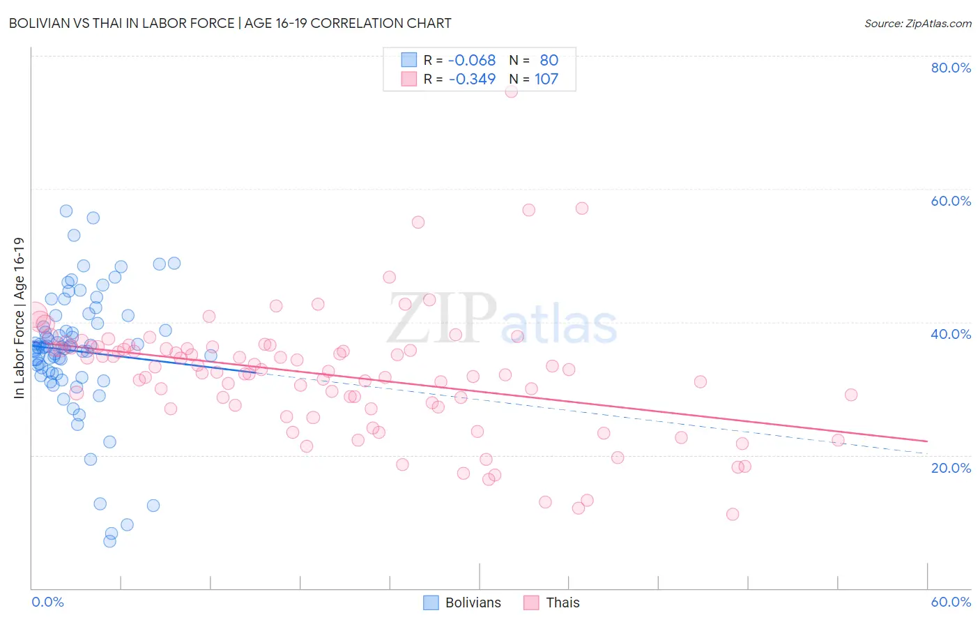 Bolivian vs Thai In Labor Force | Age 16-19