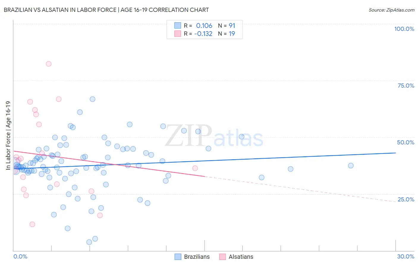 Brazilian vs Alsatian In Labor Force | Age 16-19