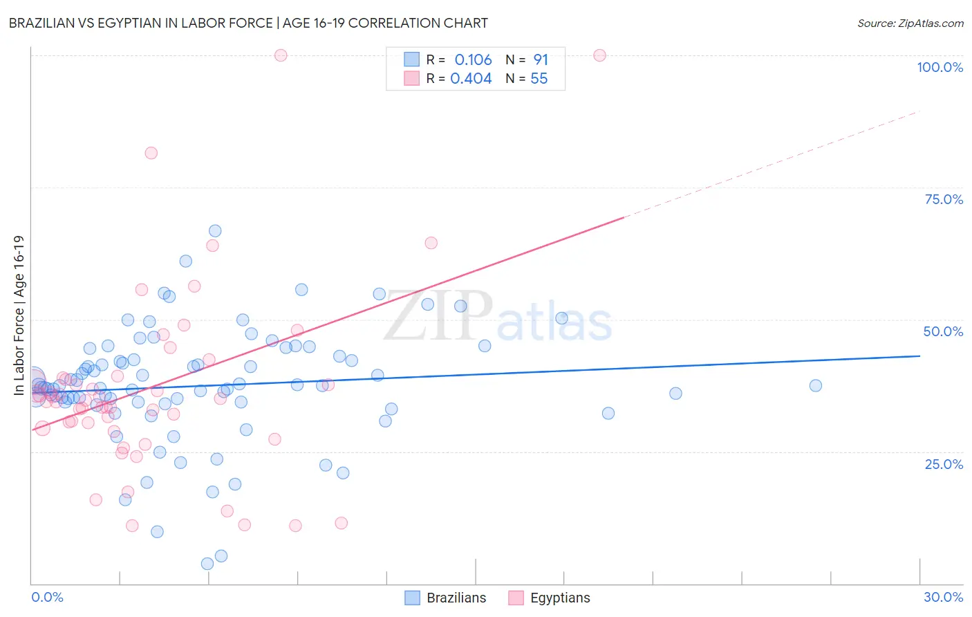 Brazilian vs Egyptian In Labor Force | Age 16-19