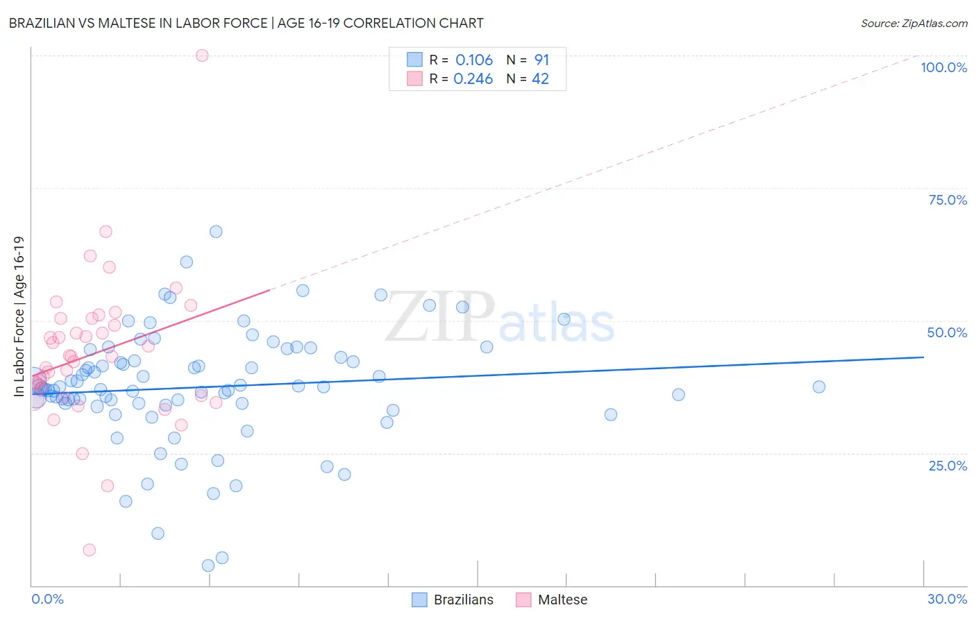 Brazilian vs Maltese In Labor Force | Age 16-19
