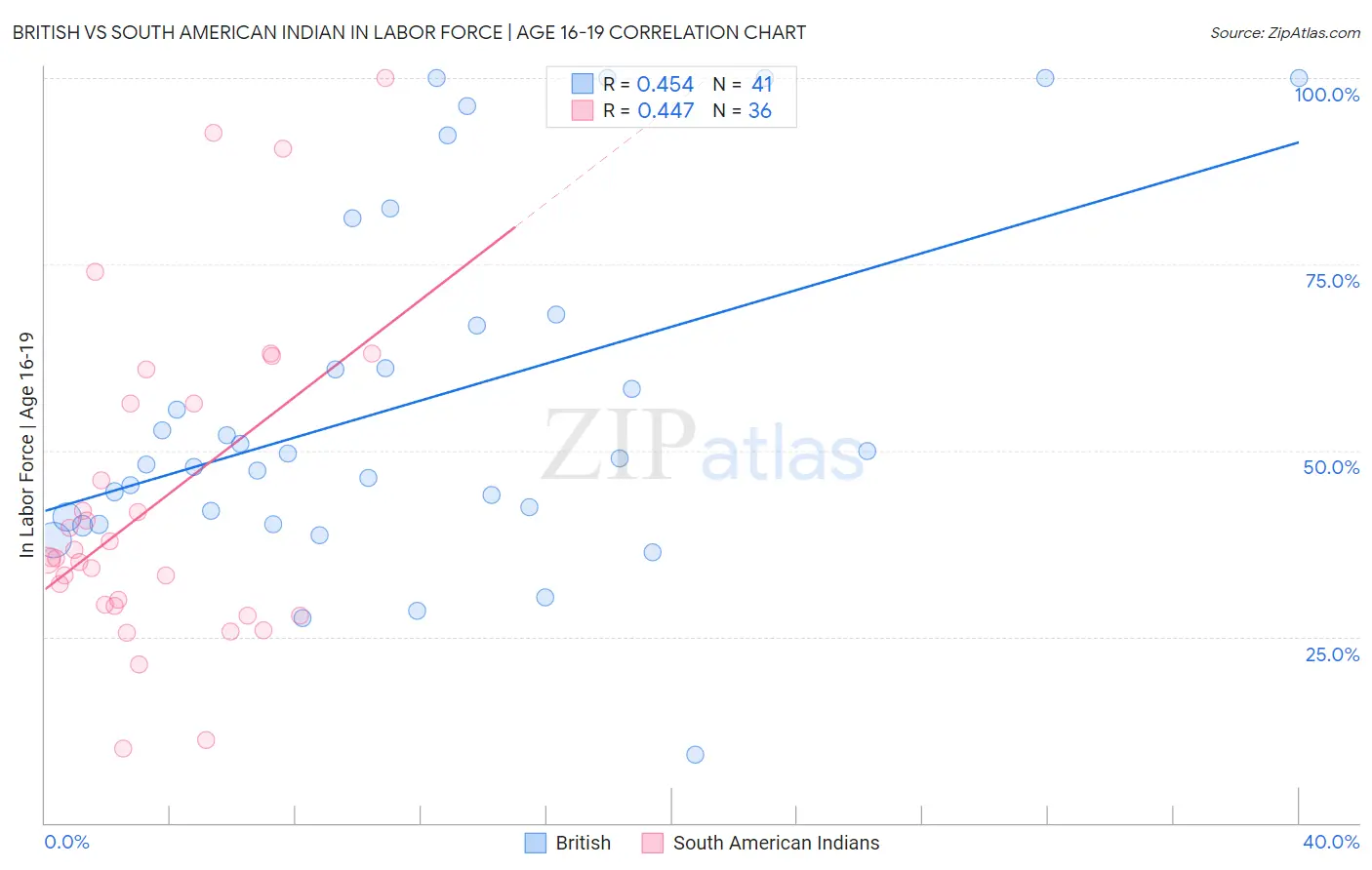 British vs South American Indian In Labor Force | Age 16-19