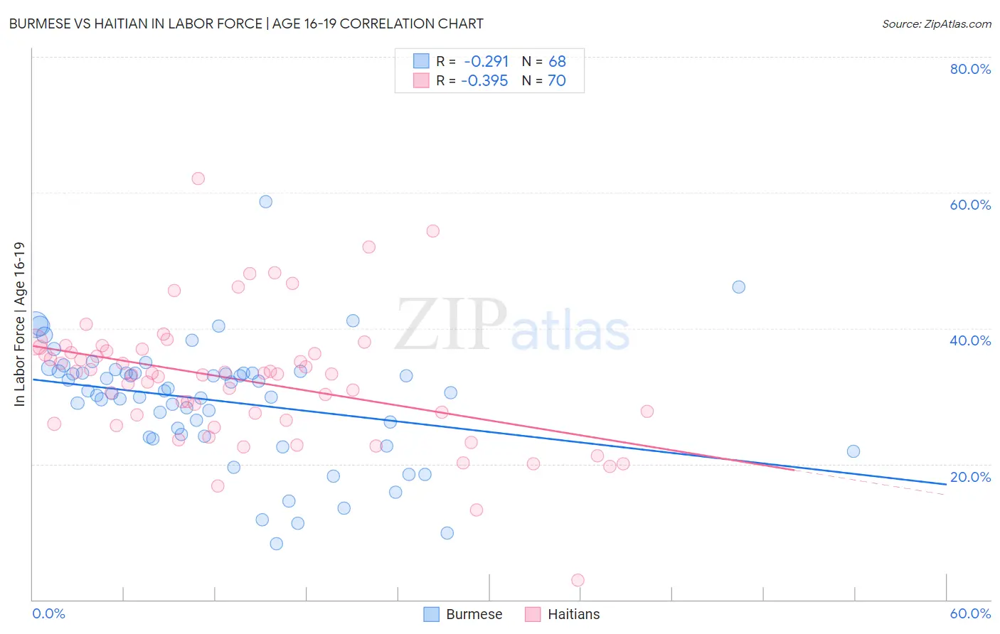 Burmese vs Haitian In Labor Force | Age 16-19