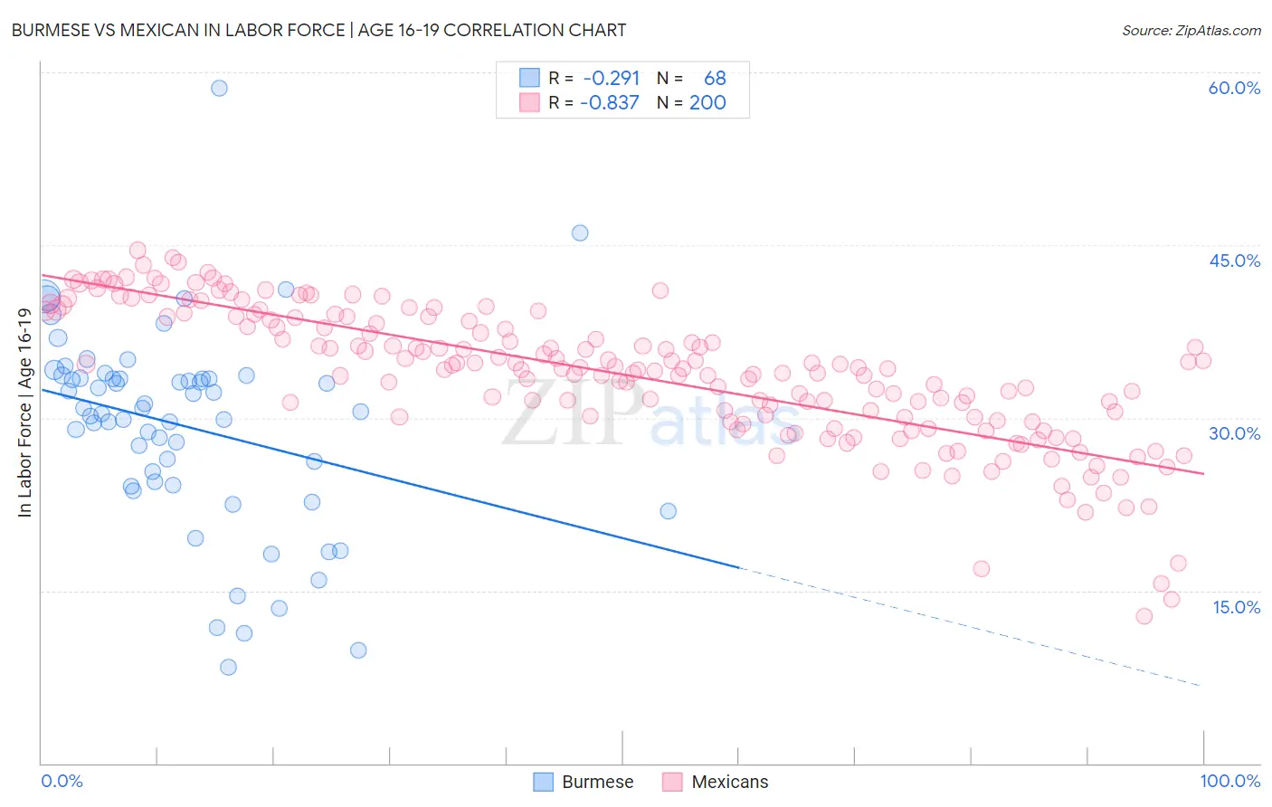 Burmese vs Mexican In Labor Force | Age 16-19