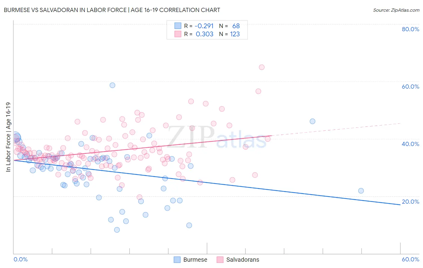 Burmese vs Salvadoran In Labor Force | Age 16-19