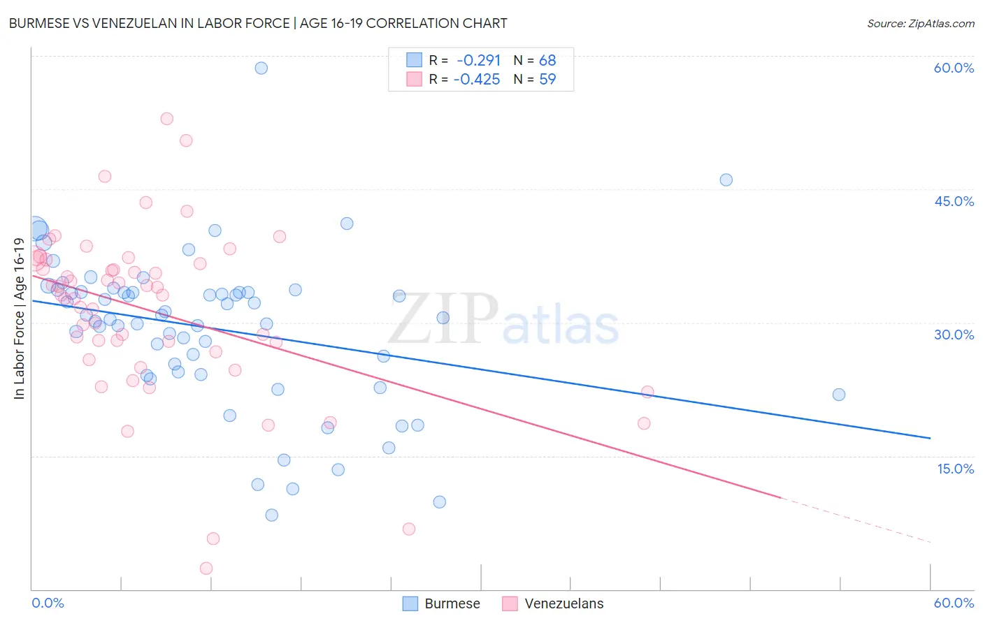 Burmese vs Venezuelan In Labor Force | Age 16-19