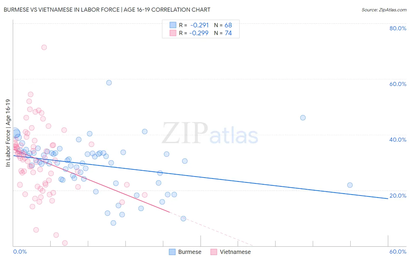 Burmese vs Vietnamese In Labor Force | Age 16-19