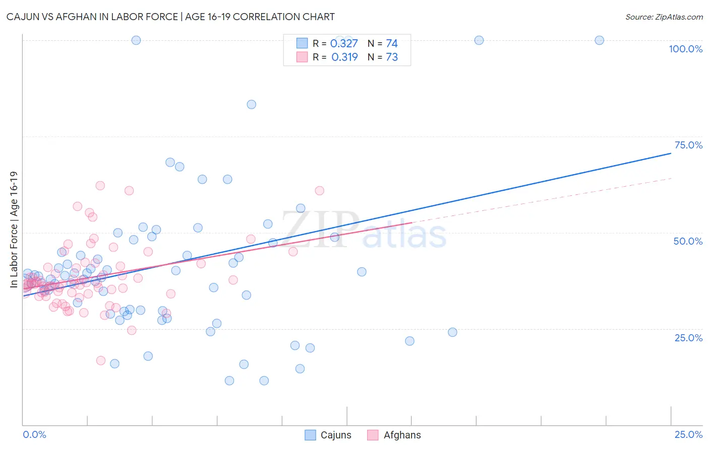 Cajun vs Afghan In Labor Force | Age 16-19
