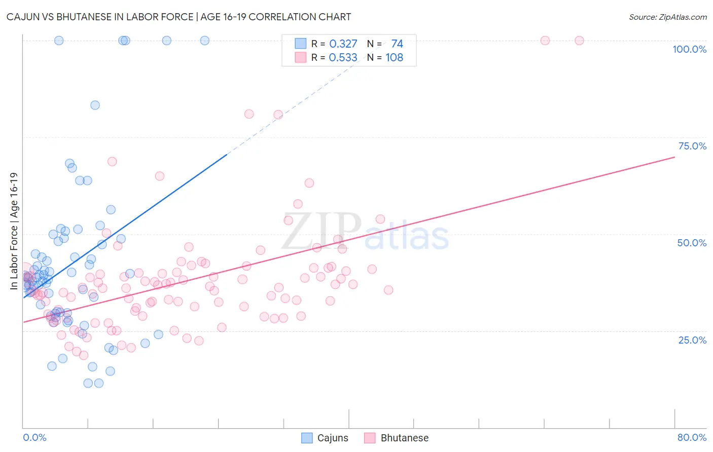 Cajun vs Bhutanese In Labor Force | Age 16-19