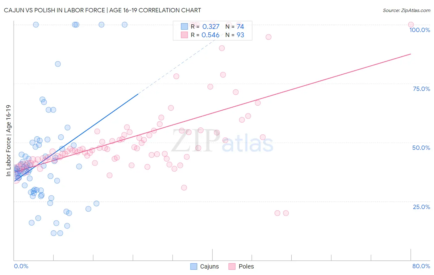 Cajun vs Polish In Labor Force | Age 16-19