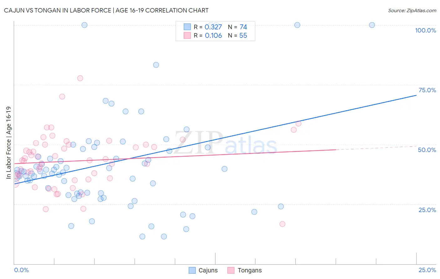 Cajun vs Tongan In Labor Force | Age 16-19