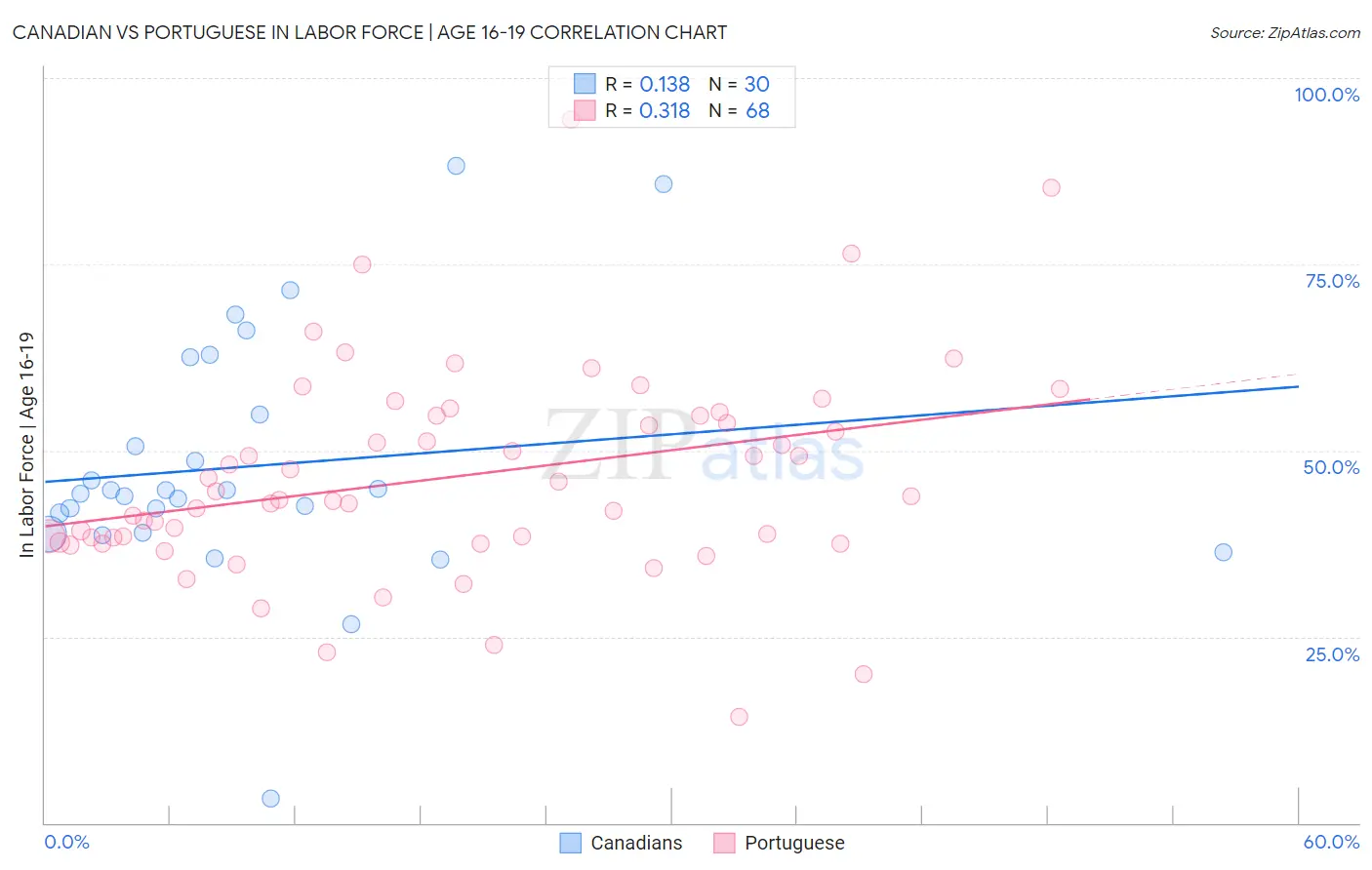 Canadian vs Portuguese In Labor Force | Age 16-19