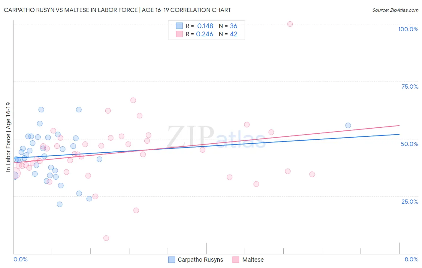 Carpatho Rusyn vs Maltese In Labor Force | Age 16-19