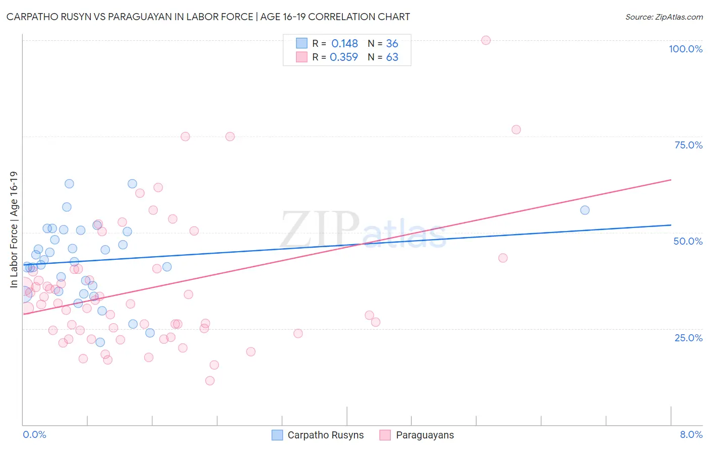 Carpatho Rusyn vs Paraguayan In Labor Force | Age 16-19