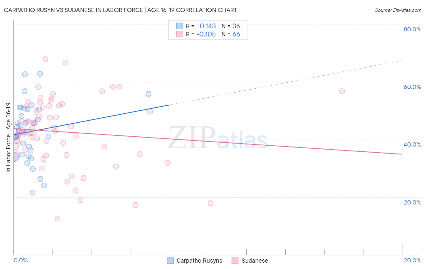 Carpatho Rusyn vs Sudanese In Labor Force | Age 16-19