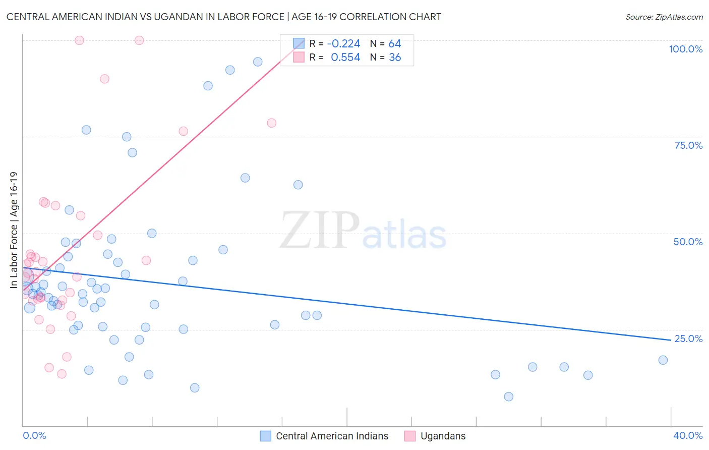 Central American Indian vs Ugandan In Labor Force | Age 16-19