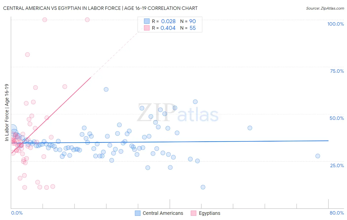 Central American vs Egyptian In Labor Force | Age 16-19