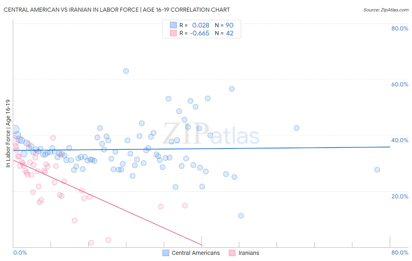 Central American vs Iranian In Labor Force | Age 16-19