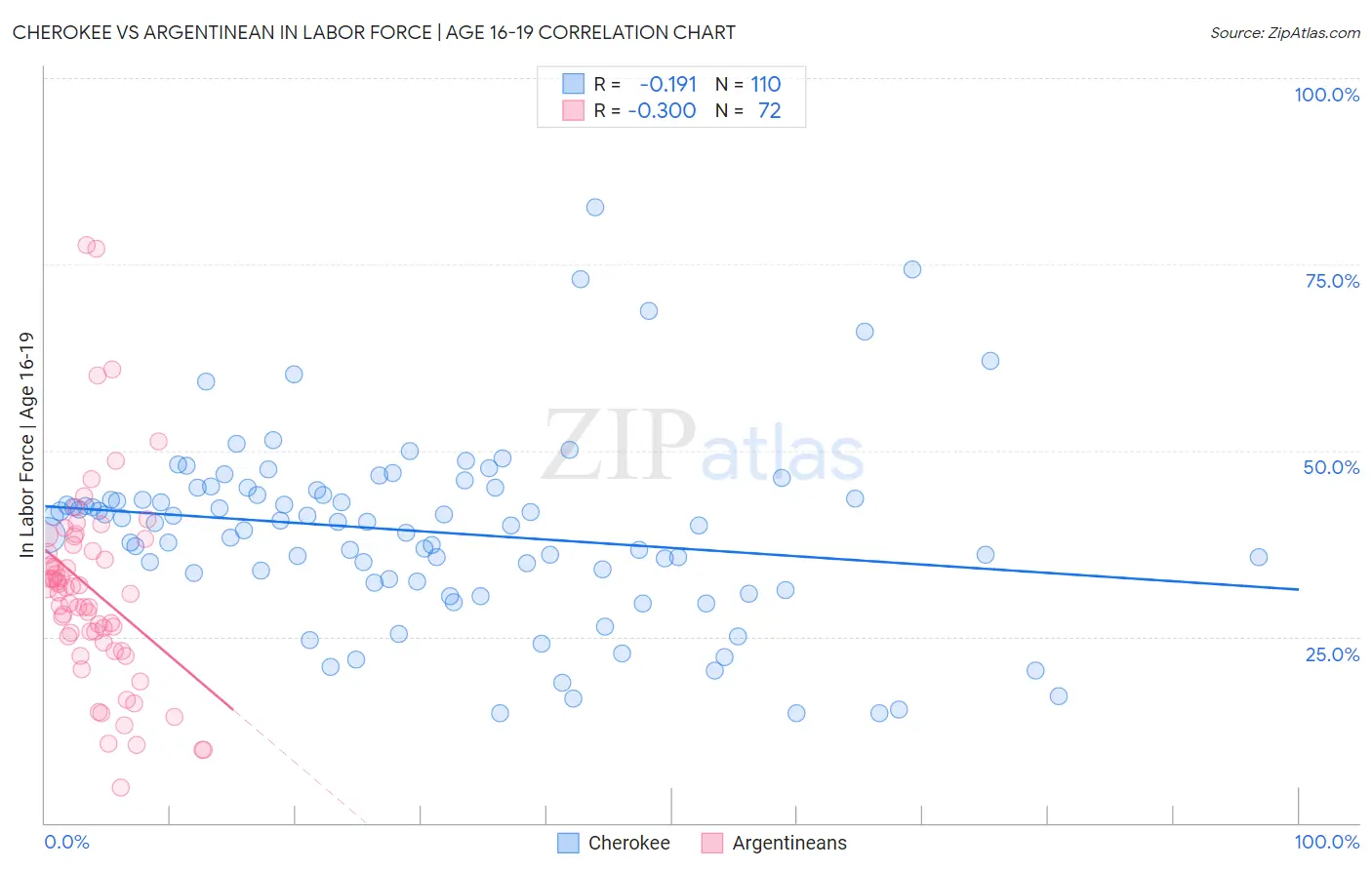 Cherokee vs Argentinean In Labor Force | Age 16-19