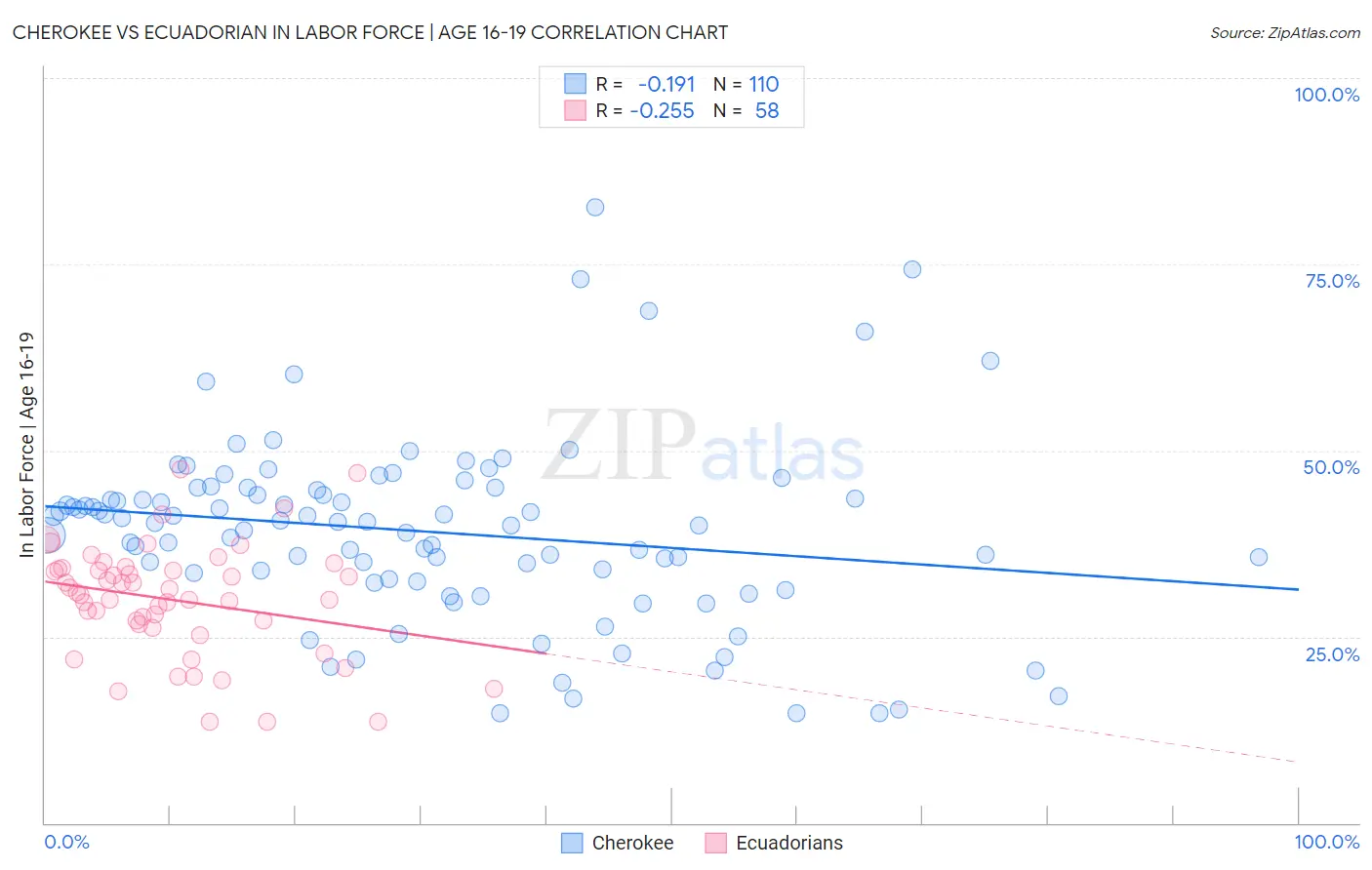 Cherokee vs Ecuadorian In Labor Force | Age 16-19