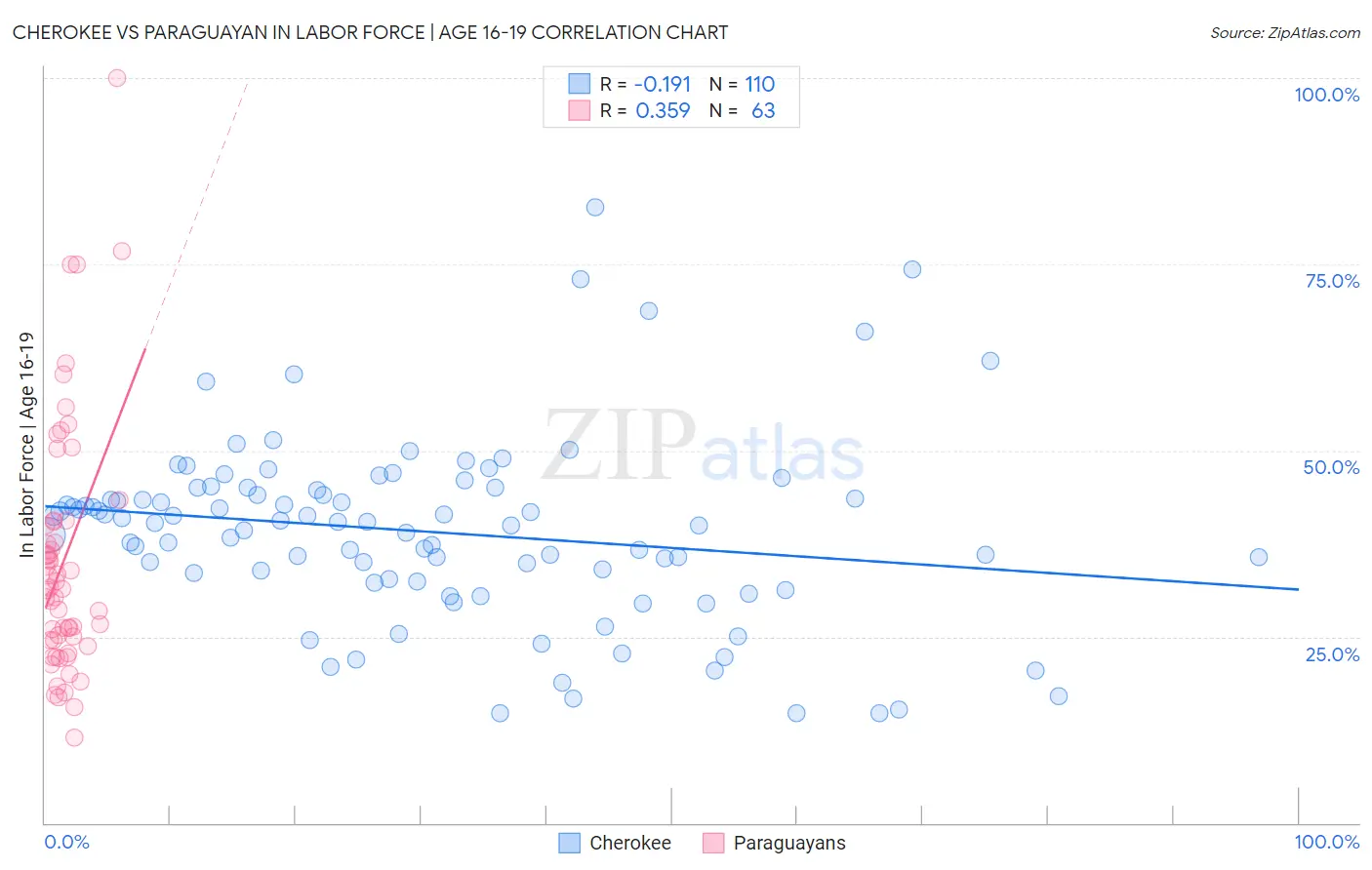 Cherokee vs Paraguayan In Labor Force | Age 16-19