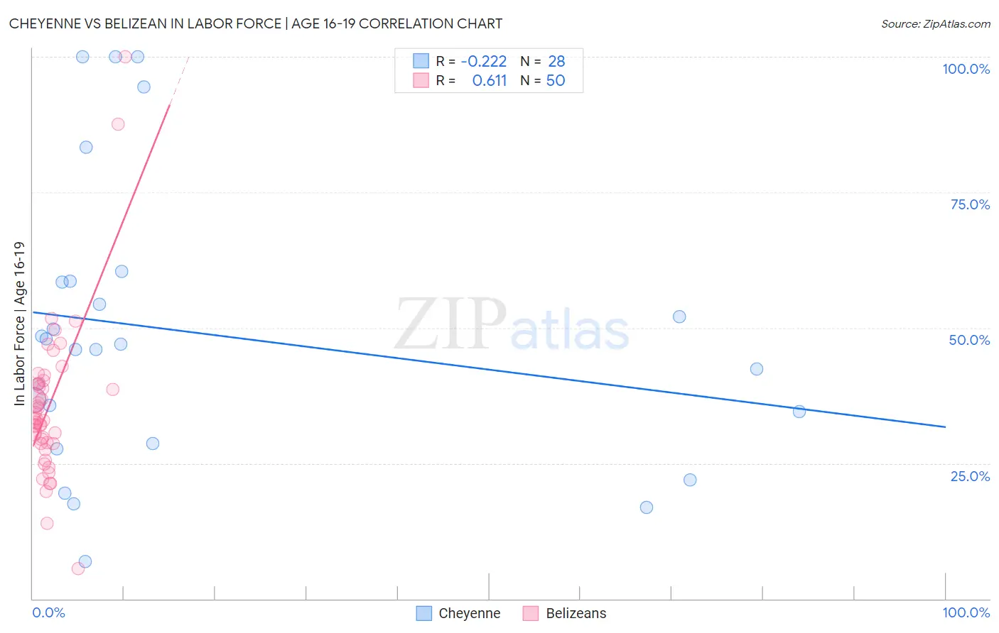 Cheyenne vs Belizean In Labor Force | Age 16-19