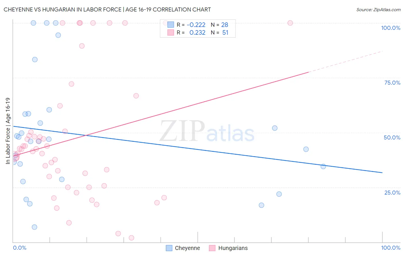 Cheyenne vs Hungarian In Labor Force | Age 16-19