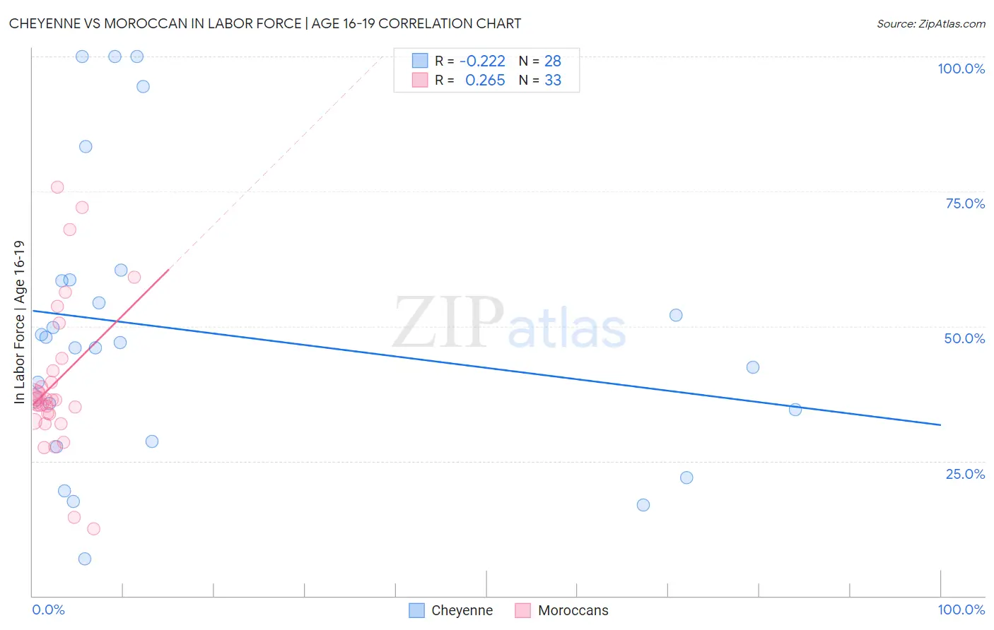 Cheyenne vs Moroccan In Labor Force | Age 16-19