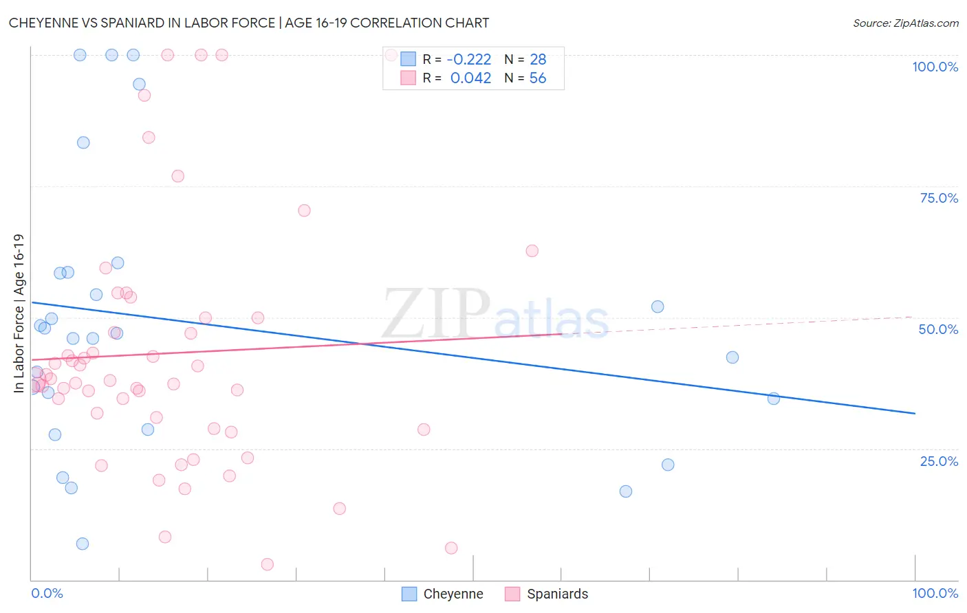 Cheyenne vs Spaniard In Labor Force | Age 16-19