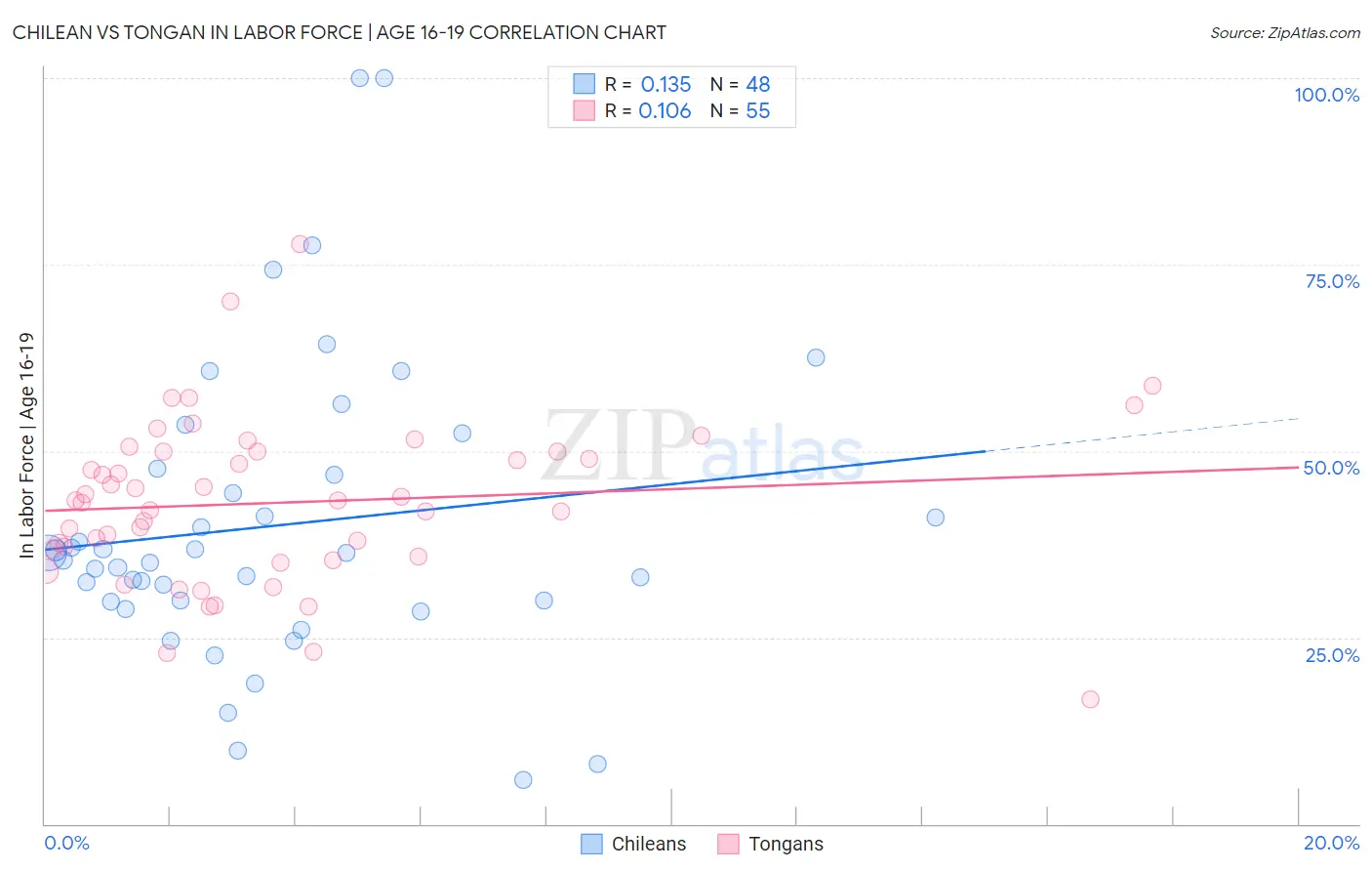 Chilean vs Tongan In Labor Force | Age 16-19