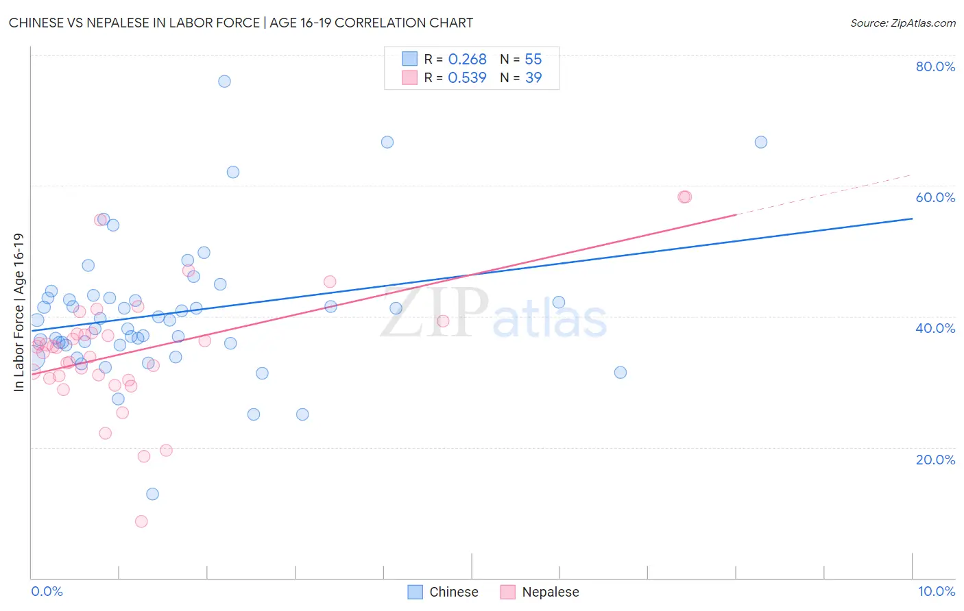 Chinese vs Nepalese In Labor Force | Age 16-19