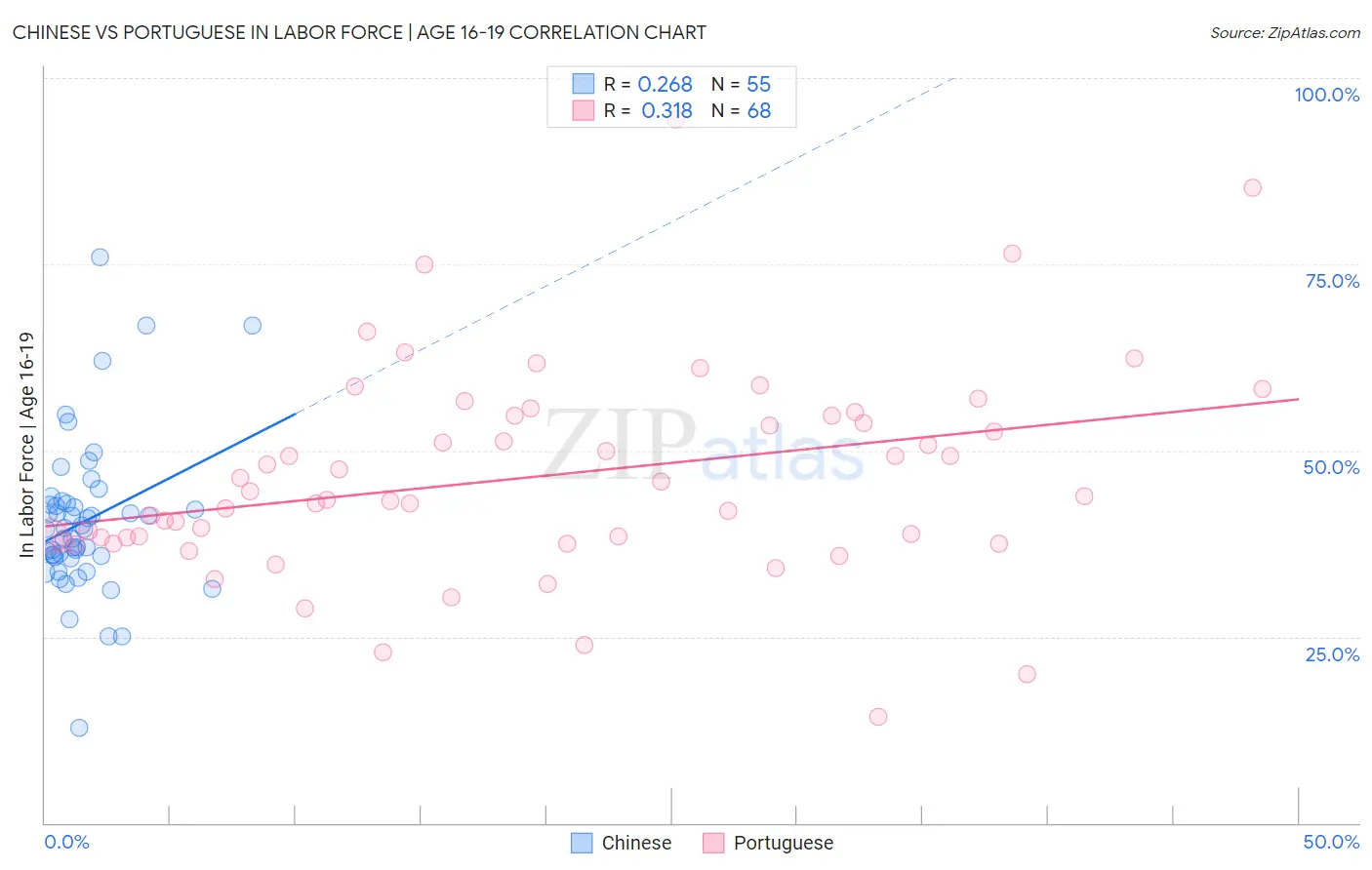 Chinese vs Portuguese In Labor Force | Age 16-19