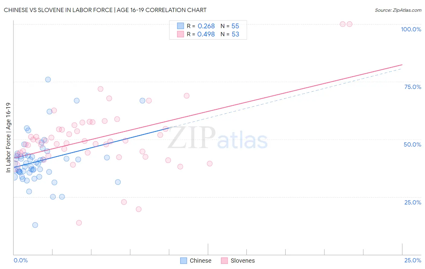Chinese vs Slovene In Labor Force | Age 16-19