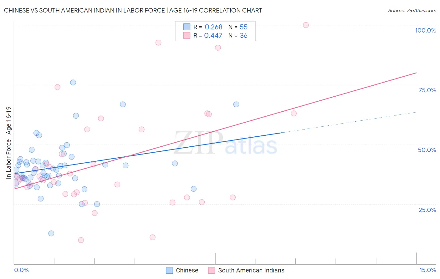 Chinese vs South American Indian In Labor Force | Age 16-19