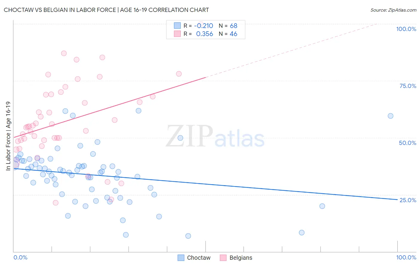 Choctaw vs Belgian In Labor Force | Age 16-19