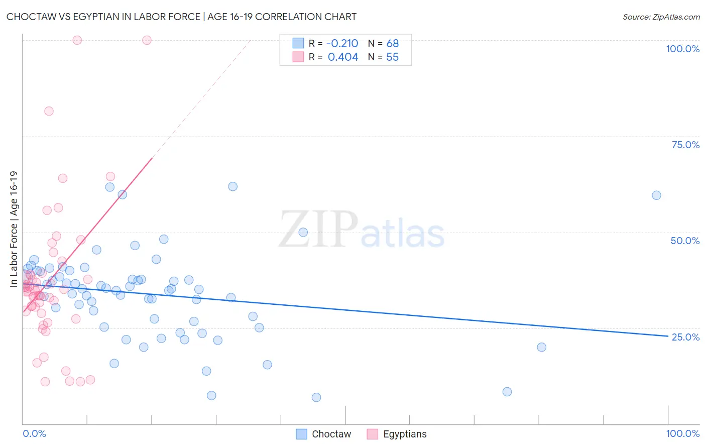 Choctaw vs Egyptian In Labor Force | Age 16-19