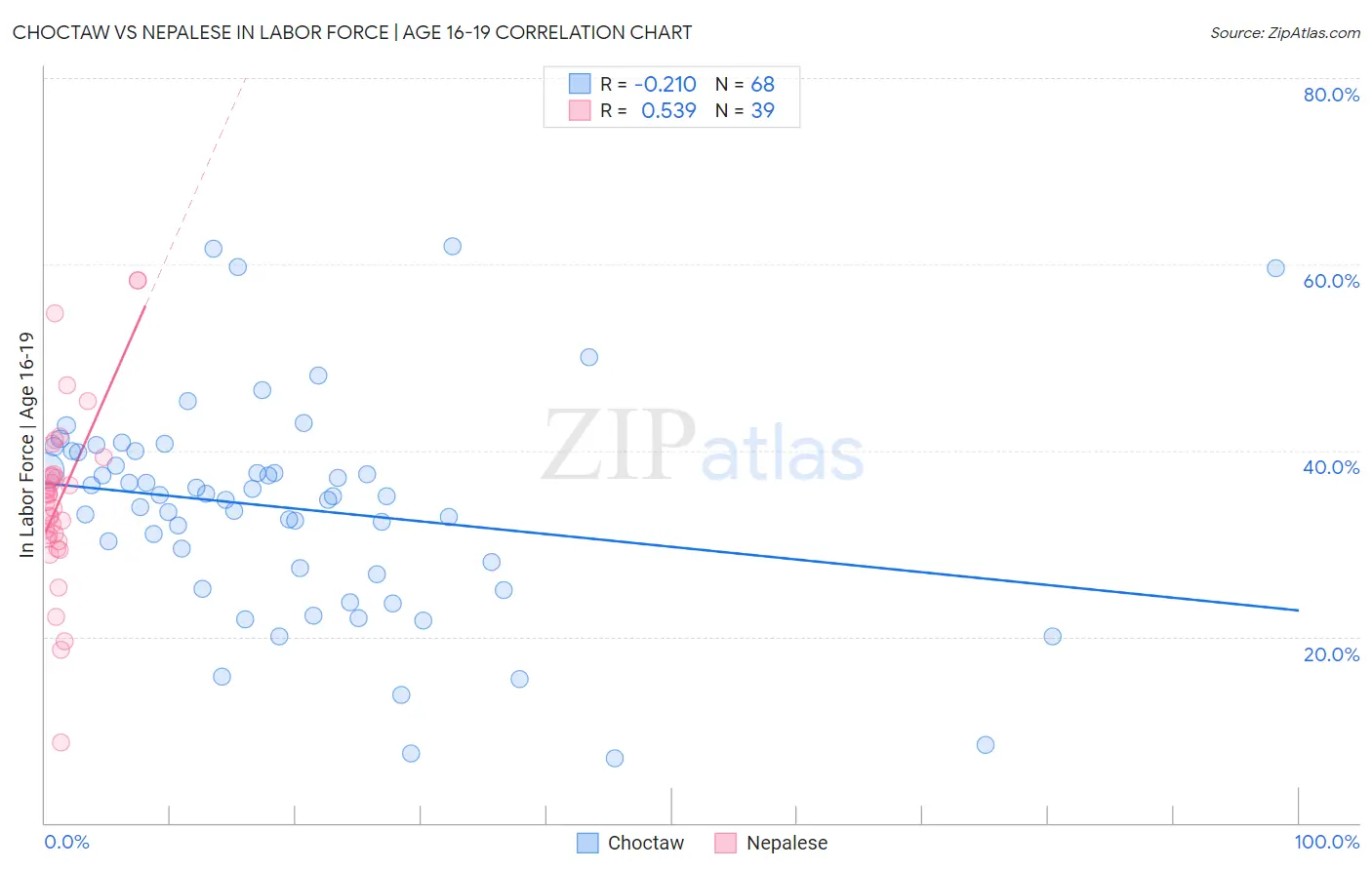 Choctaw vs Nepalese In Labor Force | Age 16-19