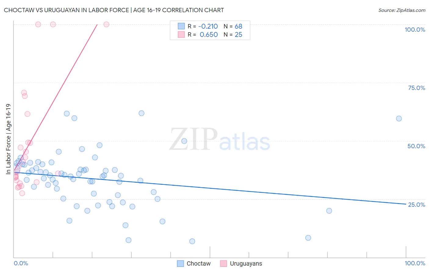 Choctaw vs Uruguayan In Labor Force | Age 16-19
