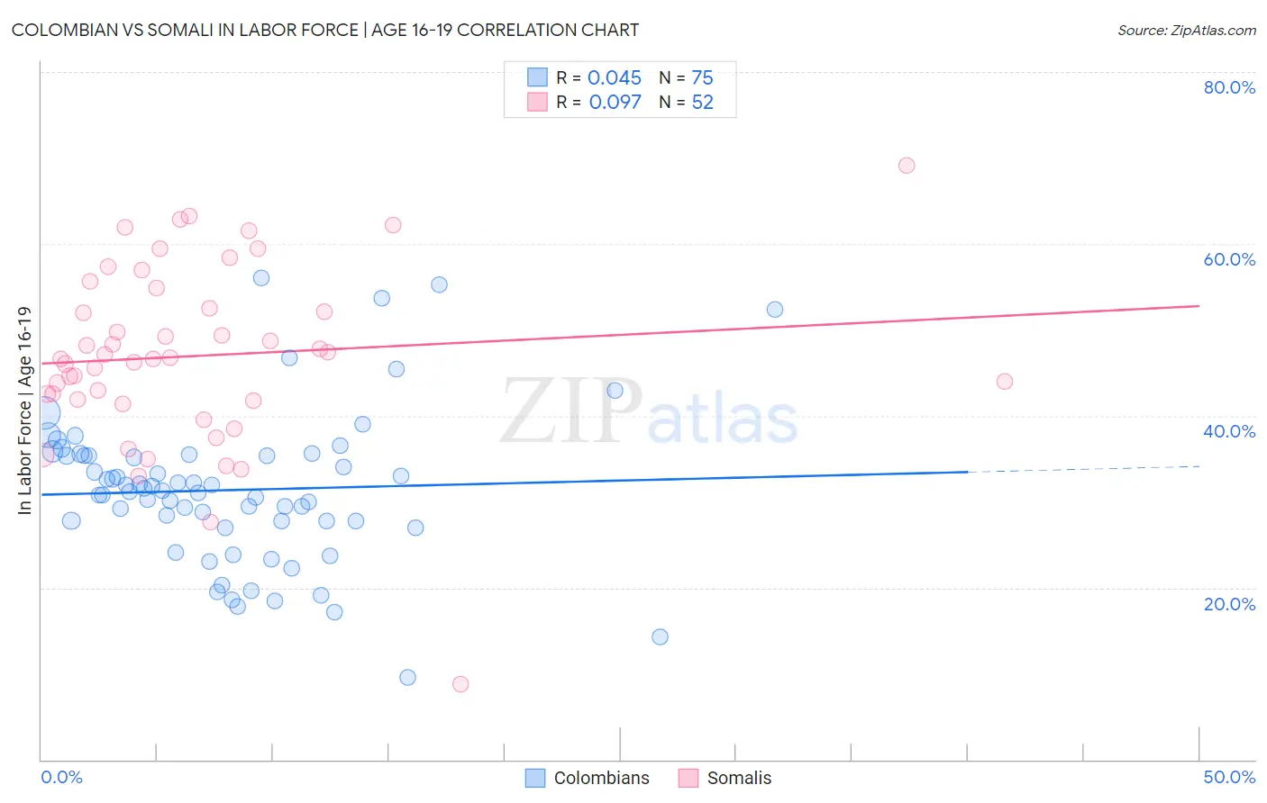 Colombian vs Somali In Labor Force | Age 16-19