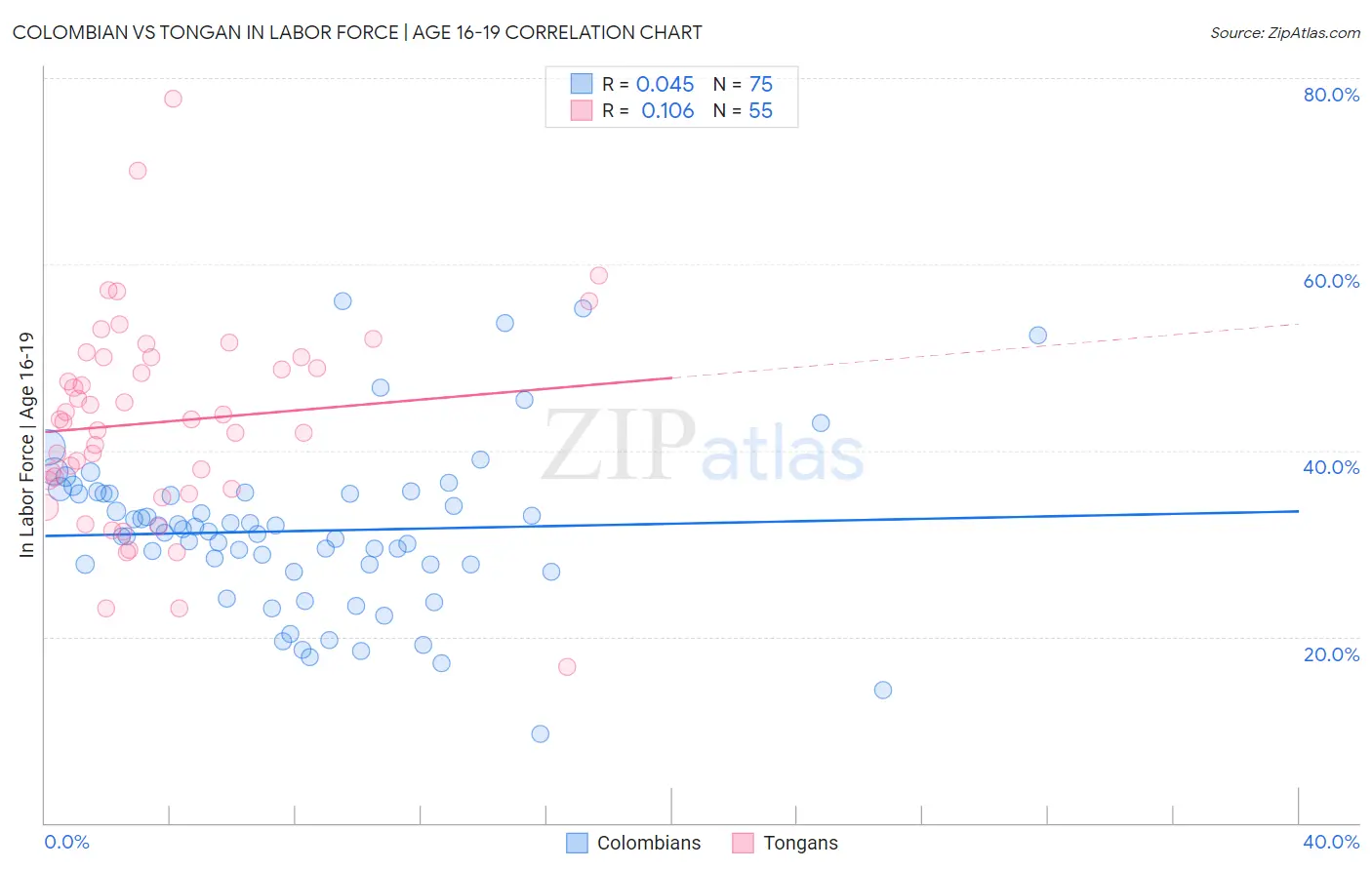 Colombian vs Tongan In Labor Force | Age 16-19