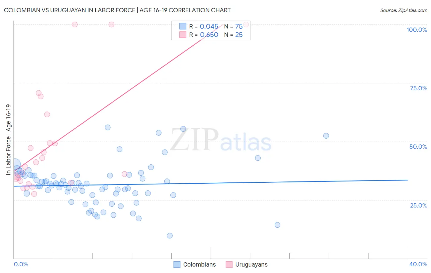 Colombian vs Uruguayan In Labor Force | Age 16-19