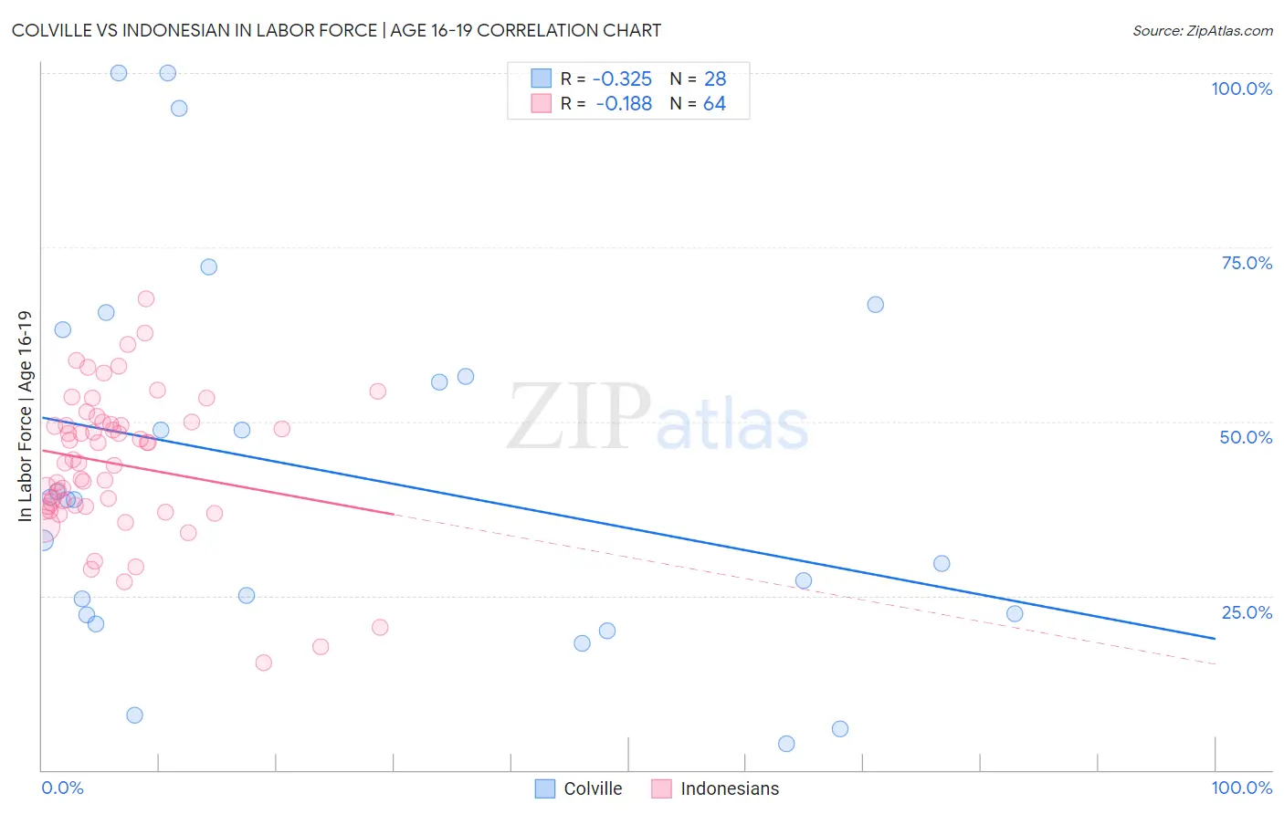 Colville vs Indonesian In Labor Force | Age 16-19