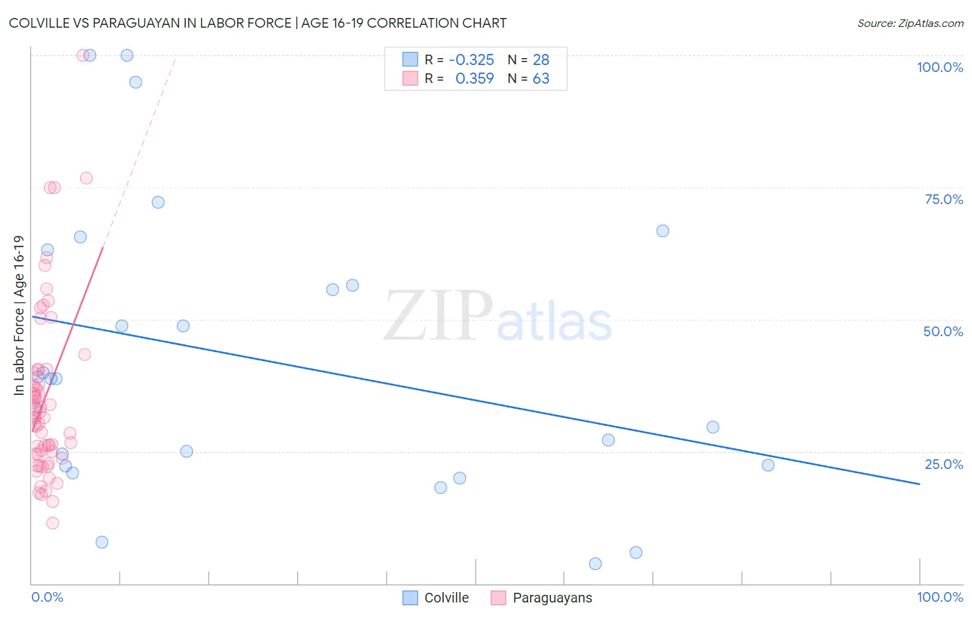 Colville vs Paraguayan In Labor Force | Age 16-19