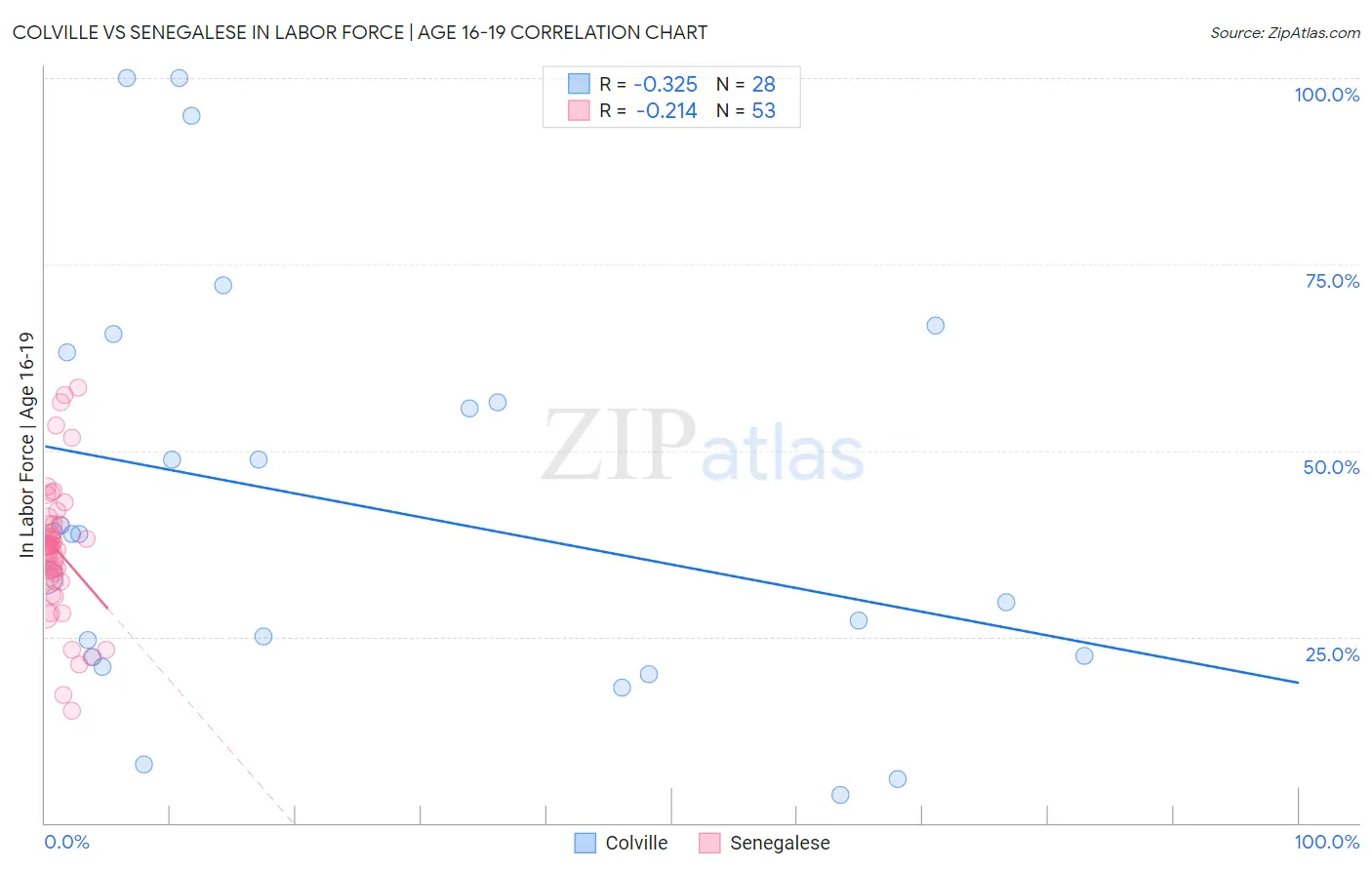 Colville vs Senegalese In Labor Force | Age 16-19
