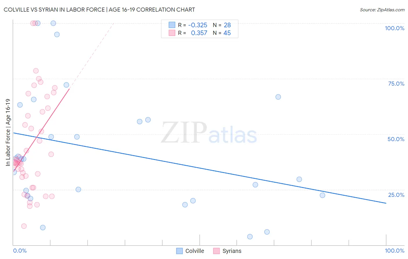 Colville vs Syrian In Labor Force | Age 16-19