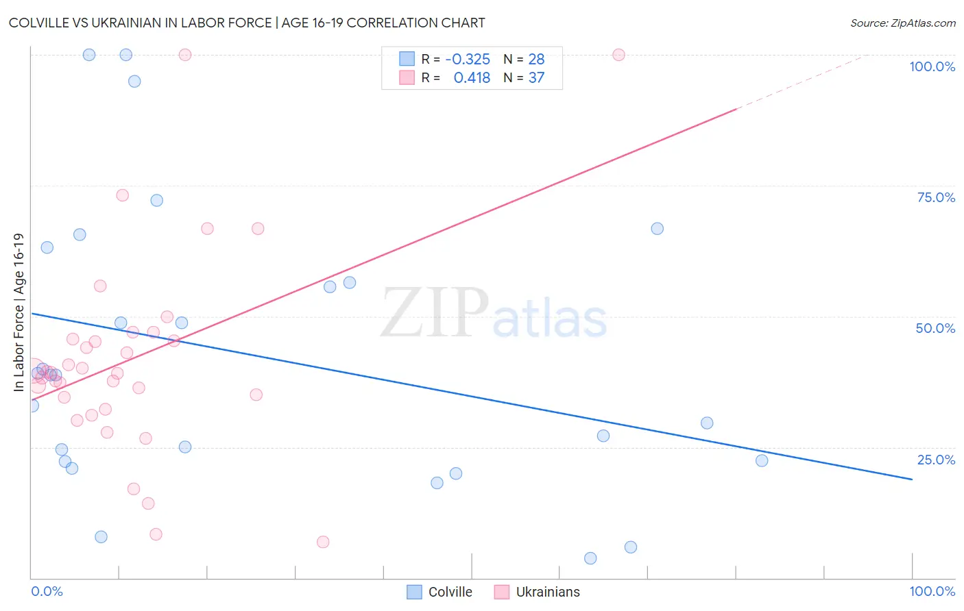 Colville vs Ukrainian In Labor Force | Age 16-19