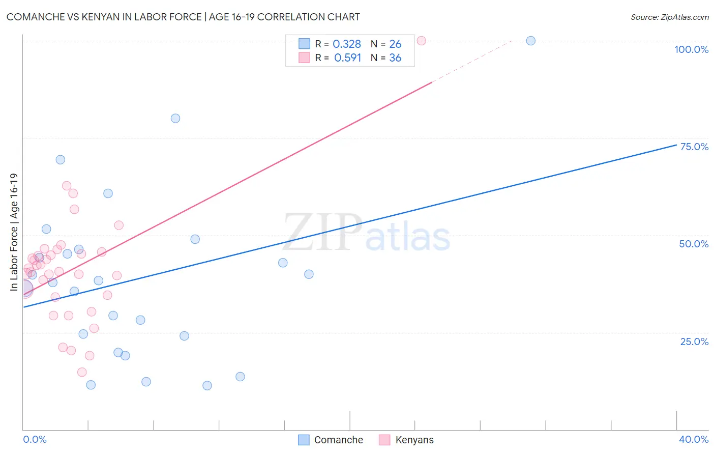 Comanche vs Kenyan In Labor Force | Age 16-19