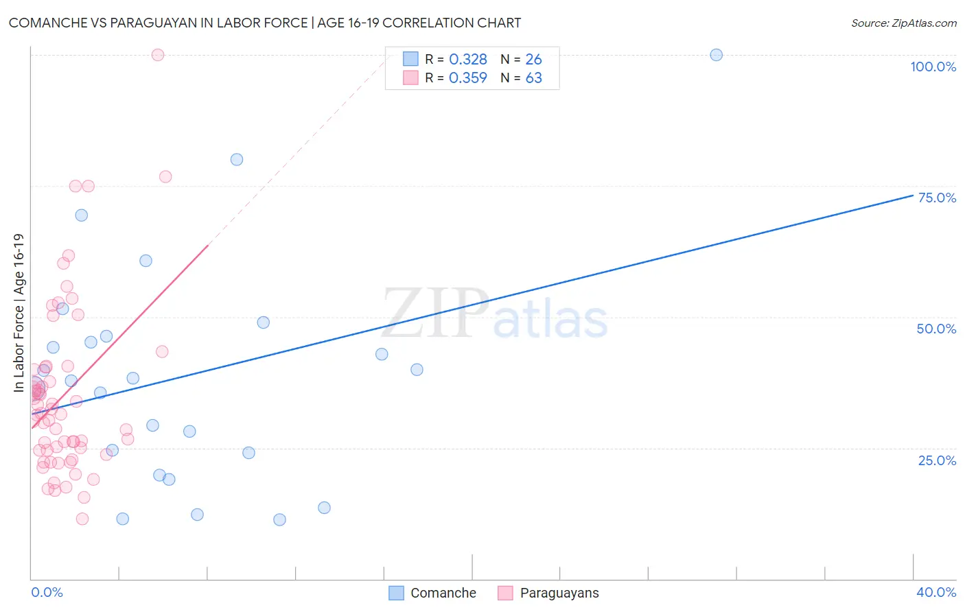 Comanche vs Paraguayan In Labor Force | Age 16-19